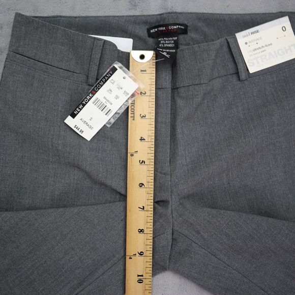 New York Company Pants Womens 0 Gray Mid Rise Stretch Wide Leg Zip Dress Pants - Picture 4 of 16